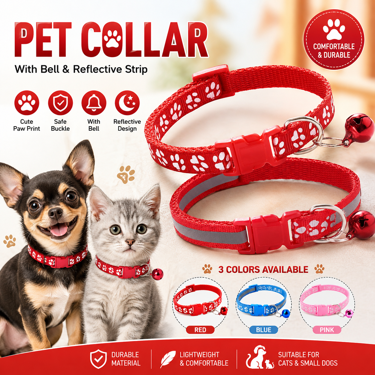 【Promotion】Cat Collar with Bell, 2-Pack Basic & Reflective XS Dog Cat Collar with Bells for XXS Xs Small Pet Dogs Boy Tiny Kitten Girls Animal,Neck 7-12 Inch