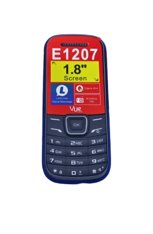 [NEW ARRIVAL] VUE E1207 SCREEN 1.8’’ WIRELESS FM DUAL SIM CARD VIBRATOR BATTERY 1150MAH T-FLASH MP3/MP4 KABAMBE MULIKA MWIZI FEATURE PHONE BUTTON MOBILE PHONE 1 YEAR WARRANTY