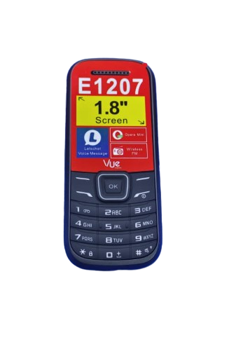 [NEW ARRIVAL] VUE E1207 SCREEN 1.8’’ WIRELESS FM DUAL SIM CARD VIBRATOR BATTERY 1150MAH T-FLASH MP3/MP4 KABAMBE MULIKA MWIZI FEATURE PHONE BUTTON MOBILE PHONE 1 YEAR WARRANTY