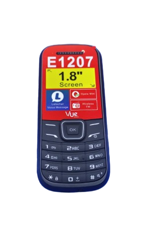 [NEW ARRIVAL] VUE E1207 SCREEN 1.8’’ WIRELESS FM DUAL SIM CARD VIBRATOR BATTERY 1150MAH T-FLASH MP3/MP4 KABAMBE MULIKA MWIZI FEATURE PHONE BUTTON MOBILE PHONE 1 YEAR WARRANTY