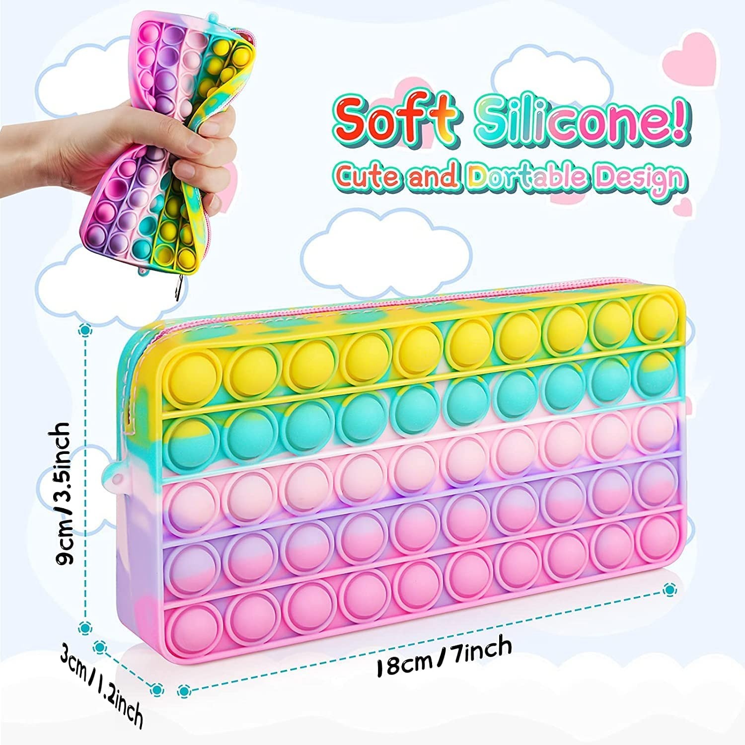 Sling Bag for Girls | Toy Bag | Pop It Bag | Funny Gift for Girls | Bliss Pop Pencil Case, Popping Fidget Toy Bag, Push Bubble Silicone Sensory School Supplies, Large Capacity Pen Case