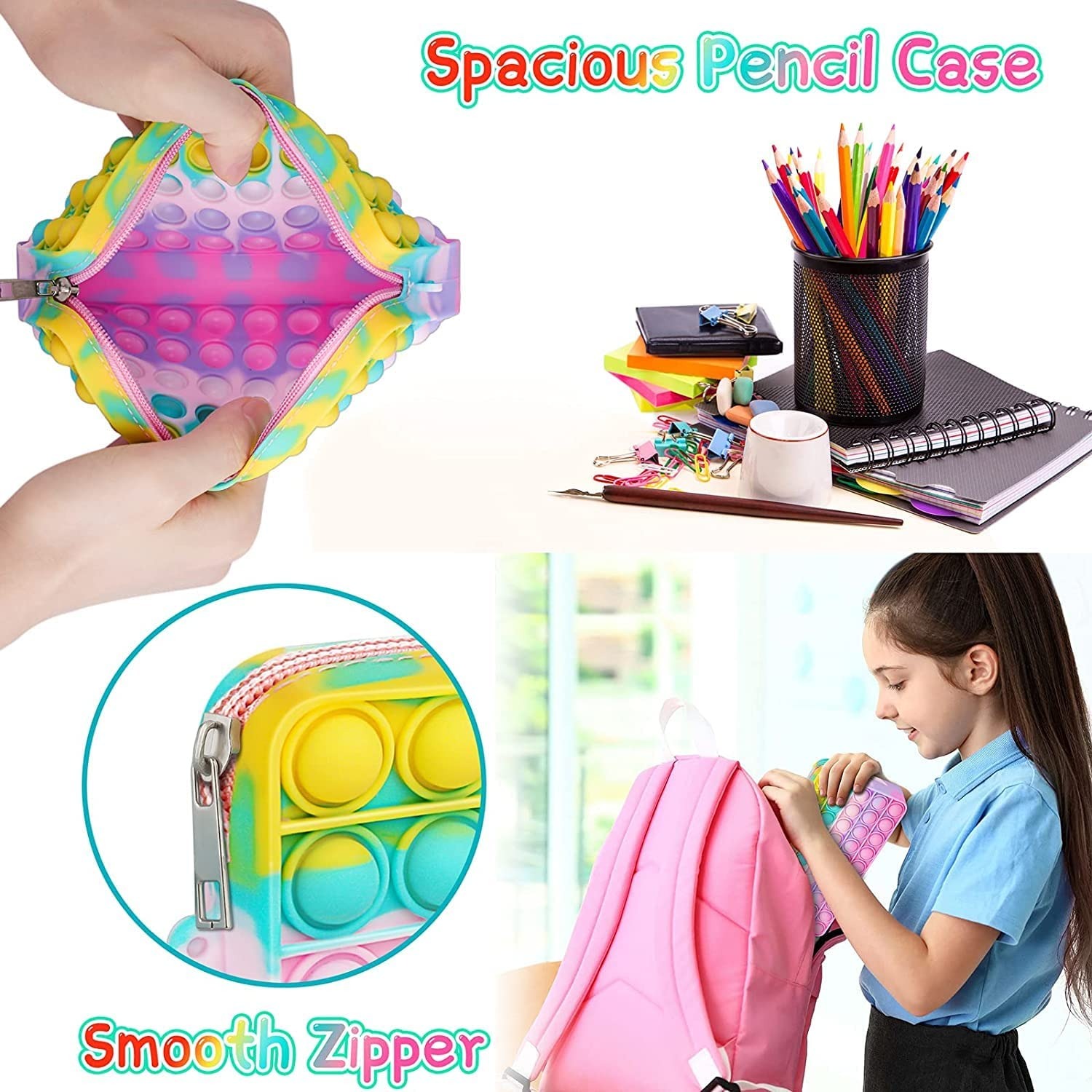Sling Bag for Girls | Toy Bag | Pop It Bag | Funny Gift for Girls | Bliss Pop Pencil Case, Popping Fidget Toy Bag, Push Bubble Silicone Sensory School Supplies, Large Capacity Pen Case