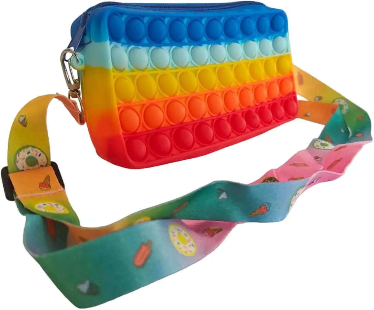 Sling Bag for Girls | Toy Bag | Pop It Bag | Funny Gift for Girls | Bliss Pop Pencil Case, Popping Fidget Toy Bag, Push Bubble Silicone Sensory School Supplies, Large Capacity Pen Case