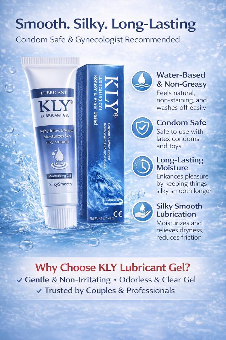 KLY Water-Based Lubricating Jelly – Condom Safe, Smooth & Long-Lasting Personal Gel 42g