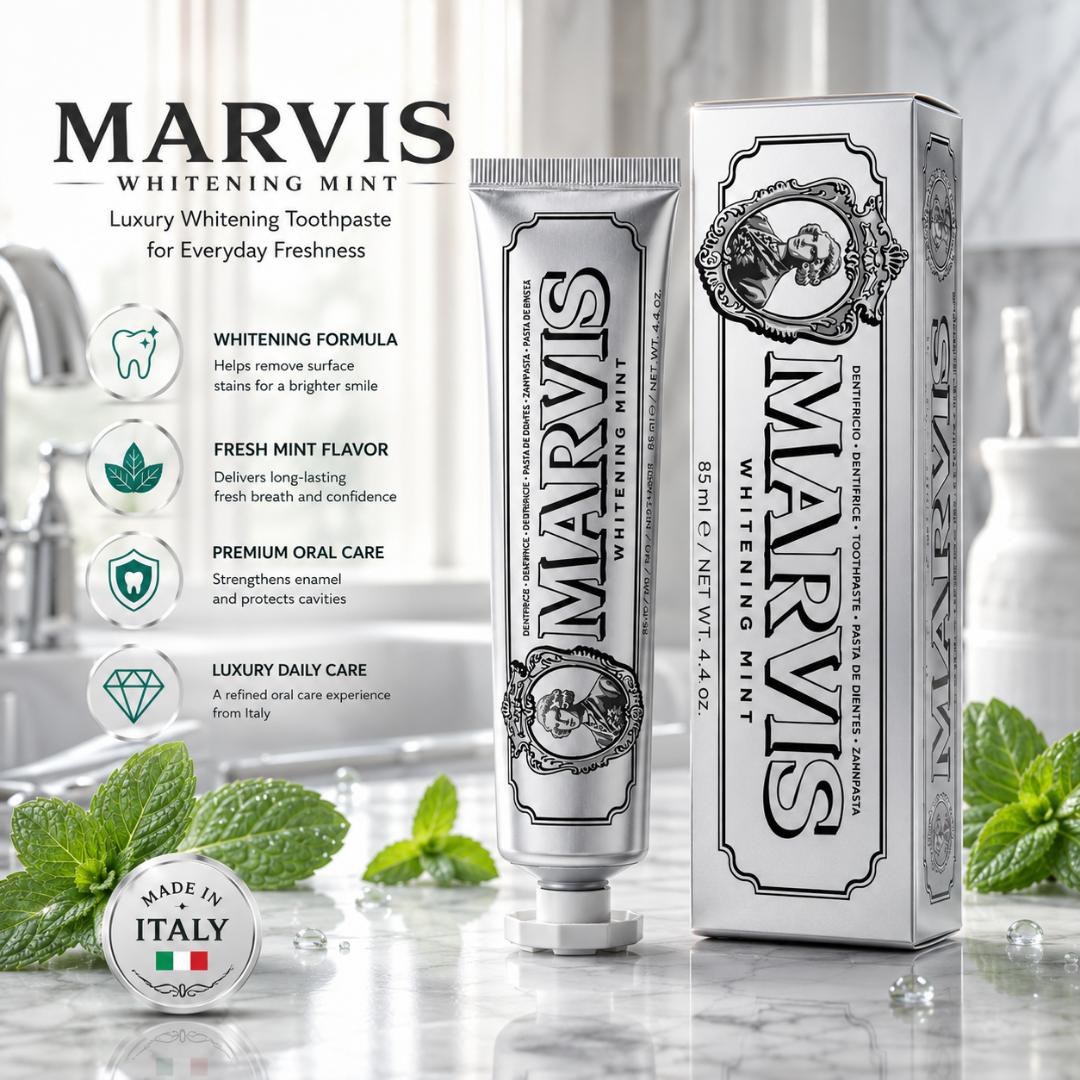 MARVIS Whitening Mint Luxury Toothpaste 85ml – Premium Italian Fresh Breath & Whitening Care