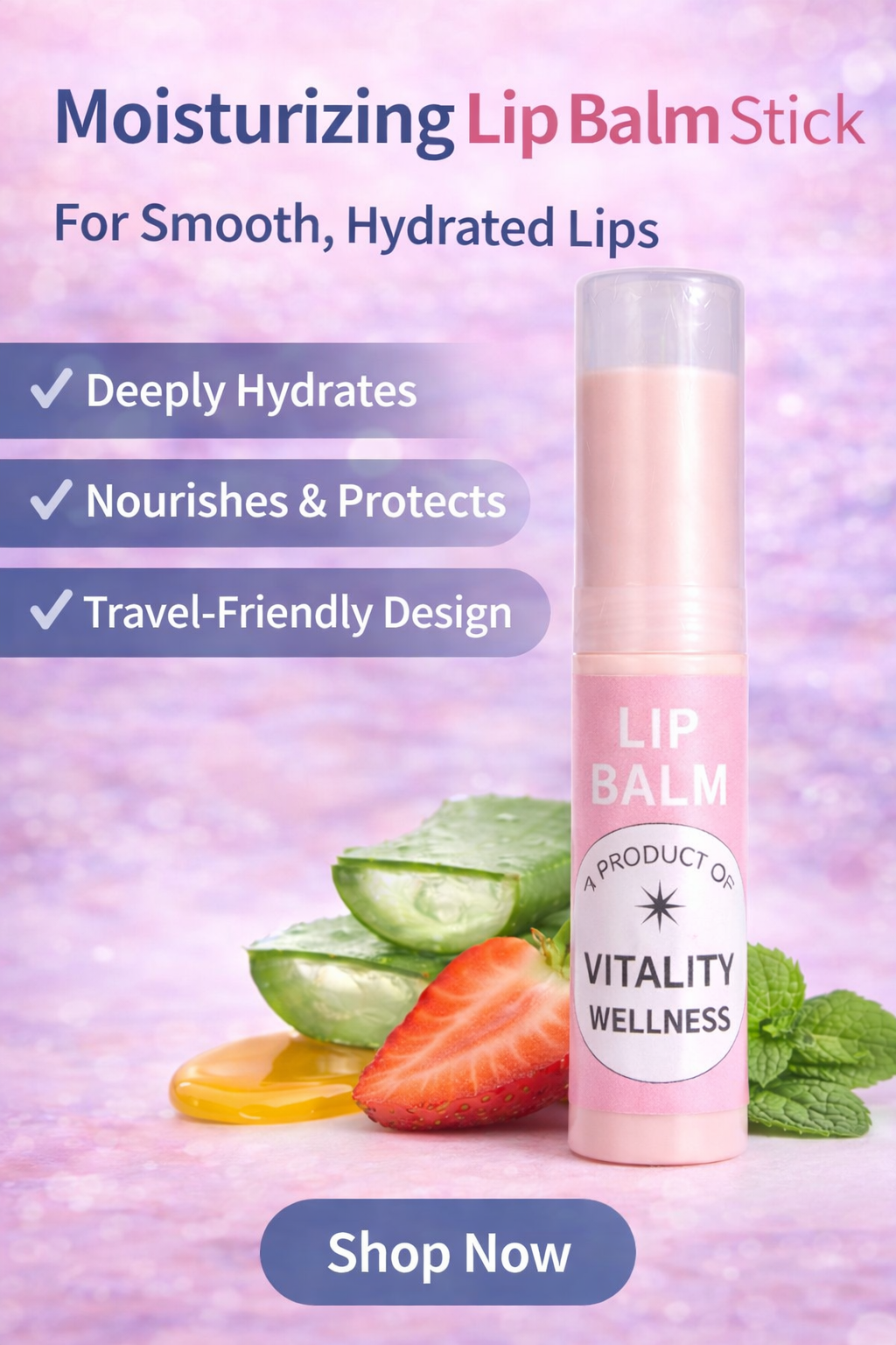 Moisturizing Lip Balm Stick – Hydrating, Nourishing Lip Care  (Smooth, Soft Lips, Travel-Friendly)