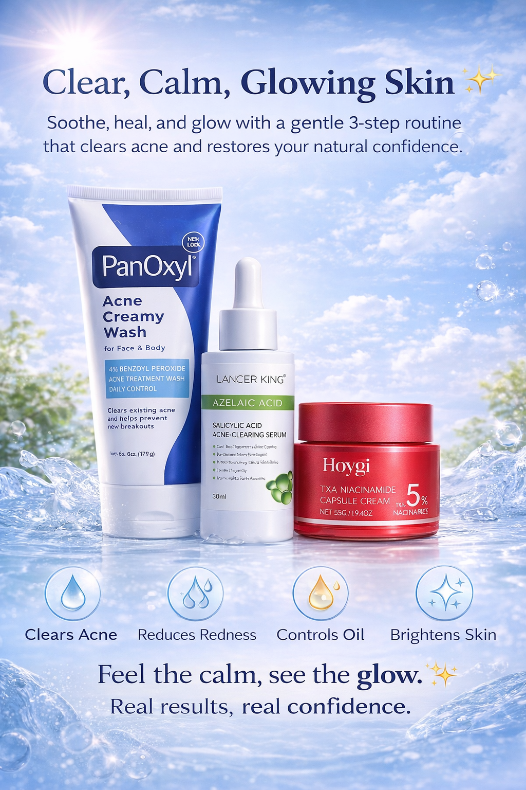 Anti-acne|Acne Treatment Skincare Kit | Benzoyl Peroxide Face Wash | Azelaic Acid Salicylic Acid Serum | TXA Niacinamide Brightening Cream | Pimple, Dark Spot & Oil Control Set| anti acne skincare set