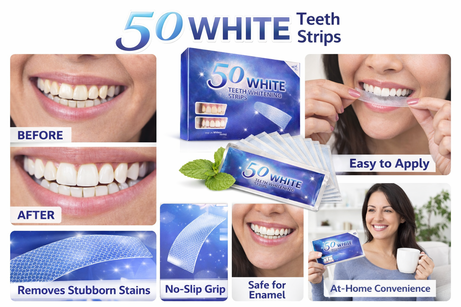 5D White Teeth Whitening Strips – Advanced At-Home Dental Whitening Kit for Brighter, Stain-Free Smile