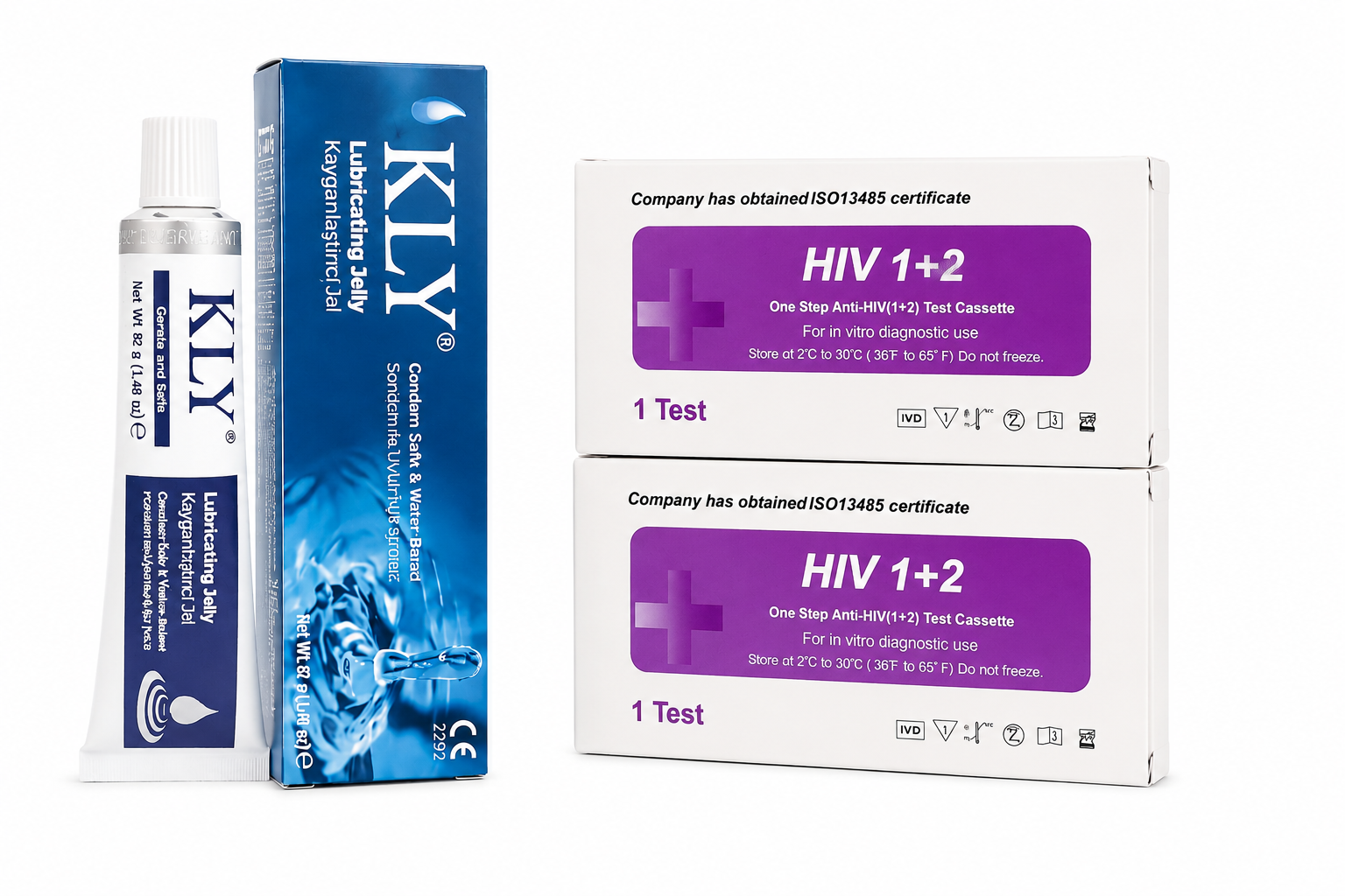 KLY Water-Based sex Lubricant Gel & a couple set (2) of HIV 1+2 Rapid Self-Test Kit | home HIV kit – Condom Safe Intimacy Lube with Fast Accurate Home HIV Testing