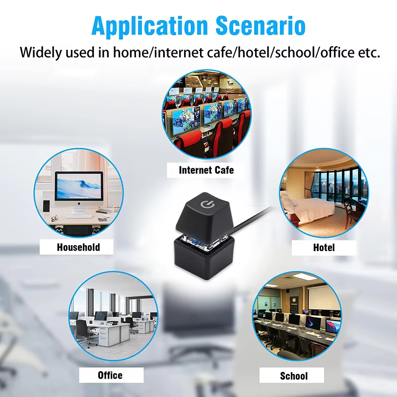 Computer Desktop Switch 1.8m Colorful LED Lights PC Motherboard External Start Power OnOff Button Extension Cable For HomeOffice