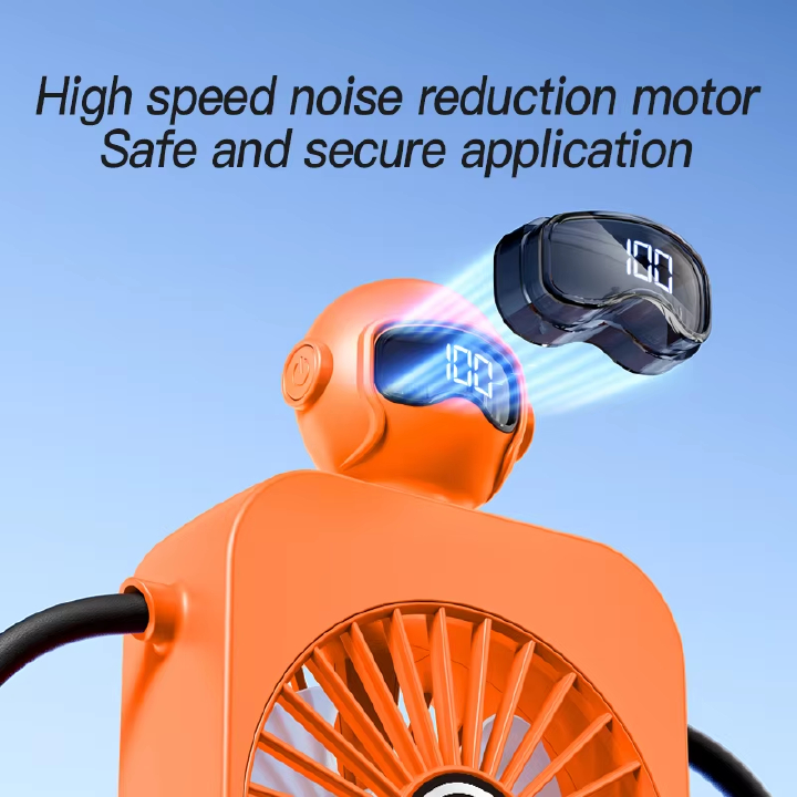 Versatile Robotic Small Fan With Suction Cup Intelligent Digital Display Usb Cartoon Desktop Fan Serve As Phone Holder Mini Fan