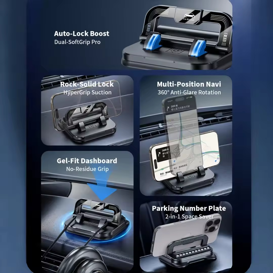 360 ° rotating car phone holder with license plate, easy to install for navigation and hands-free driving