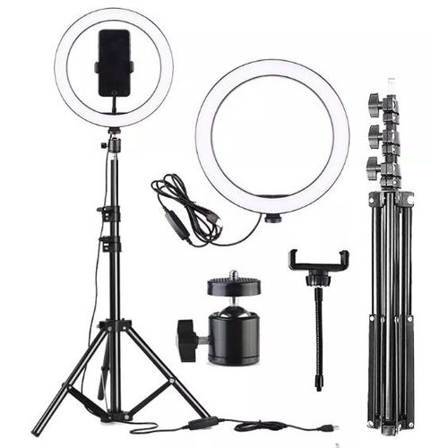 10-Inch Ring Light with Tripod Stand, Adjustable Brightness, 360° Rotation, Phone Holder, USB Powered for Content Creation, Video Recording, Photography, Makeup & Live Streaming