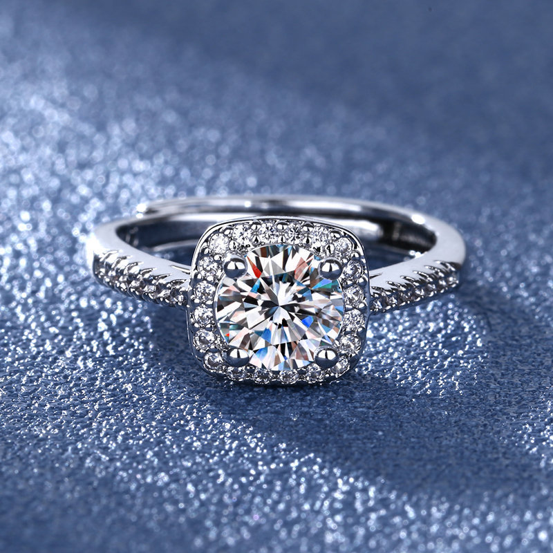 1PC 925 Sterling Silver Fashion Trend Princess Square Bag Eight Hearts Eight Arrows Zircon Ring Birthday Party Anniversary Gift