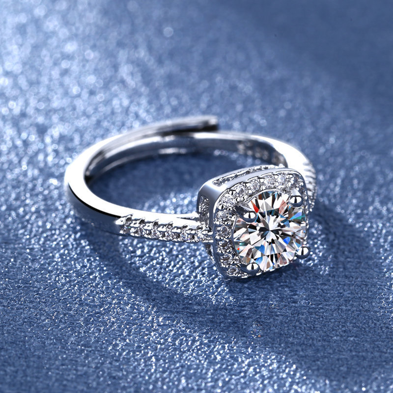 1PC 925 Sterling Silver Fashion Trend Princess Square Bag Eight Hearts Eight Arrows Zircon Ring Birthday Party Anniversary Gift
