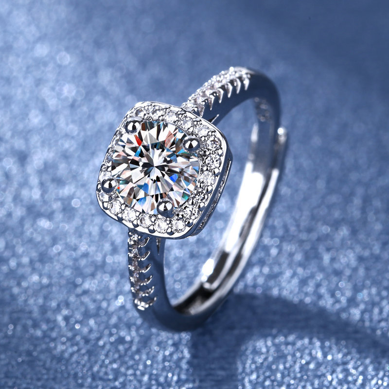 1PC 925 Sterling Silver Fashion Trend Princess Square Bag Eight Hearts Eight Arrows Zircon Ring Birthday Party Anniversary Gift