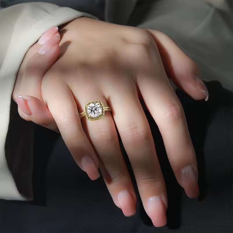 1PC 925 Sterling Silver Fashion Trend Princess Square Bag Eight Hearts Eight Arrows Zircon Ring Birthday Party Anniversary Gift
