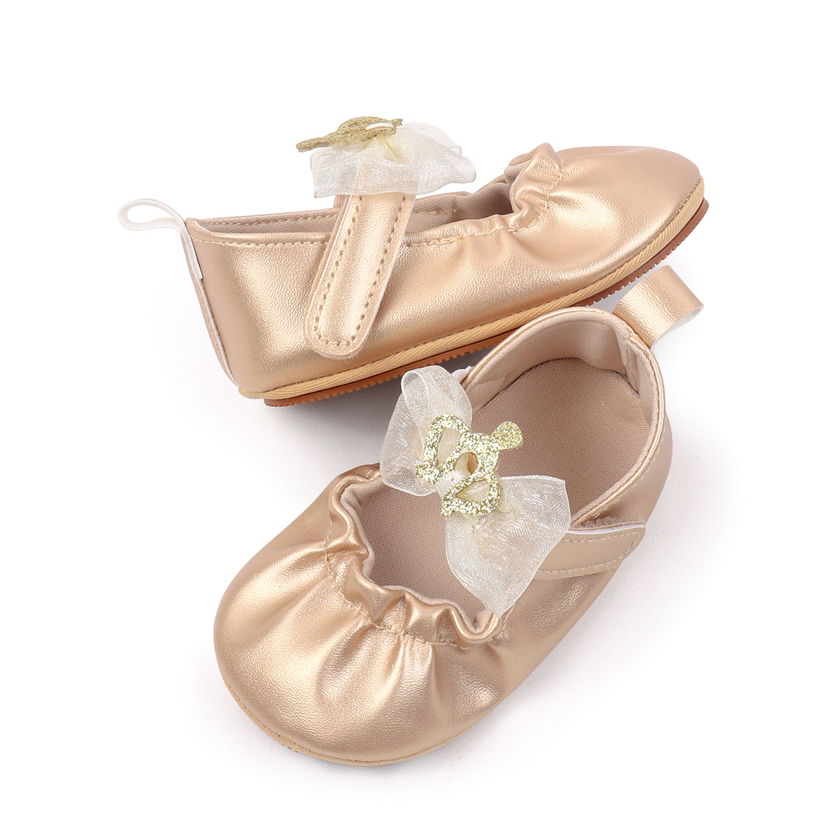 Hot Selling Spring And Autumn Baby Girls First Walking Indoor Outdoor Princess Shoes With Cute Design For 0-18M Soft TPR Sole