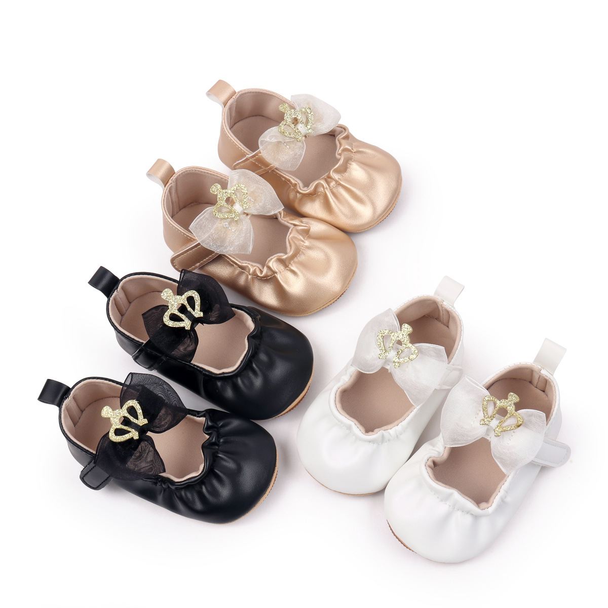 Hot Selling Spring And Autumn Baby Girls First Walking Indoor Outdoor Princess Shoes With Cute Design For 0-18M Soft TPR Sole