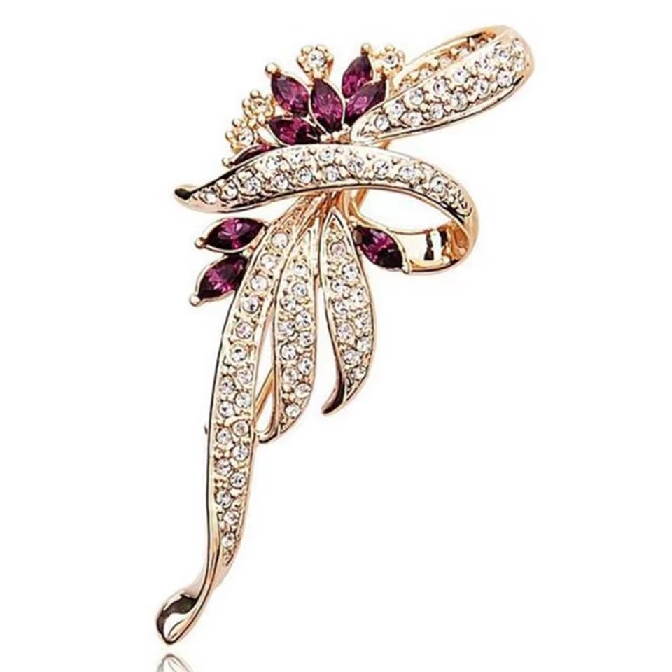 1PC Elegant Crystal Bauhinia Brooches for Women Fashion Rhinestone Bouquet Brooch Wedding Jewelry Clothing Coat Lapel Pins