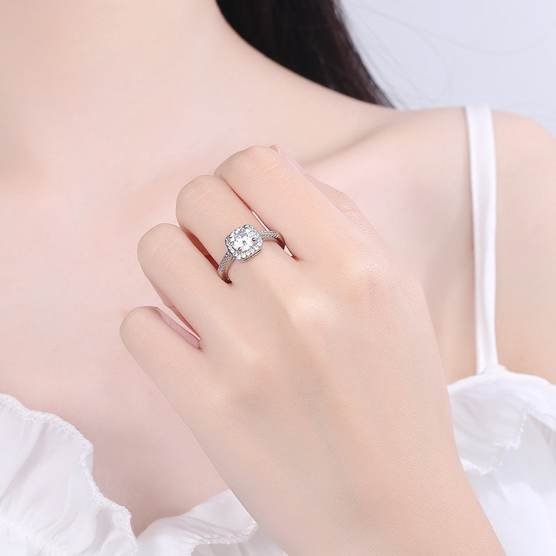 1PC 925 Sterling Silver Fashion Trend Princess Square Bag Eight Hearts Eight Arrows Zircon Ring Birthday Party Anniversary Gift
