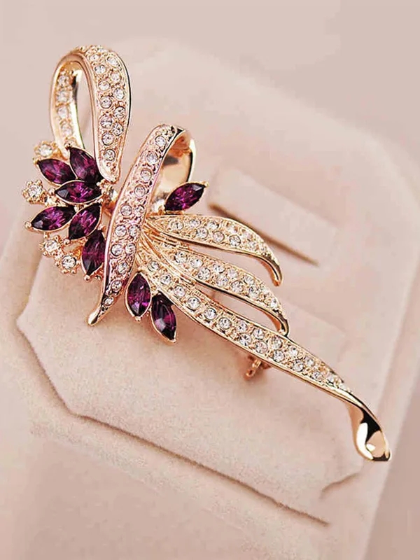 1PC Elegant Crystal Bauhinia Brooches for Women Fashion Rhinestone Bouquet Brooch Wedding Jewelry Clothing Coat Lapel Pins