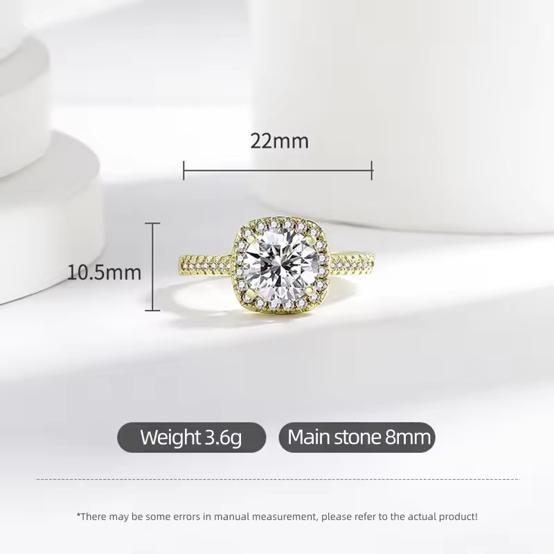 1PC 925 Sterling Silver Fashion Trend Princess Square Bag Eight Hearts Eight Arrows Zircon Ring Birthday Party Anniversary Gift