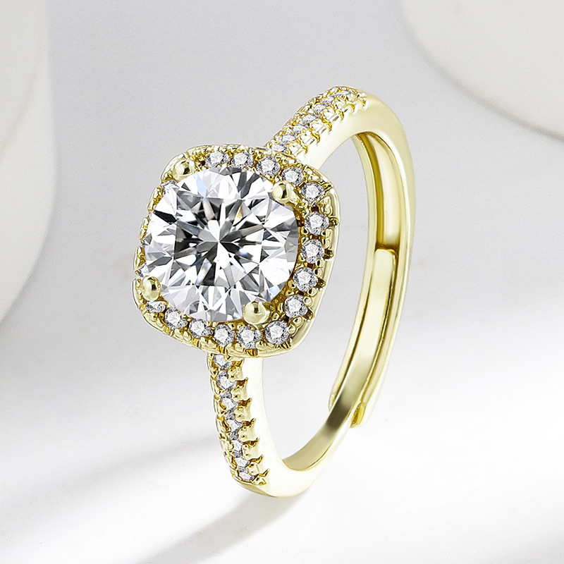 1PC 925 Sterling Silver Fashion Trend Princess Square Bag Eight Hearts Eight Arrows Zircon Ring Birthday Party Anniversary Gift