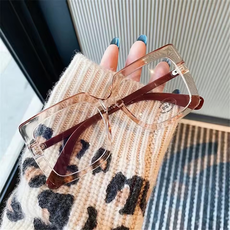 Big Square Anti Blue Light Glasses Womens Glasses Trend Computer Goggles Glasses Transparent Optical Spectacle FZ-463
