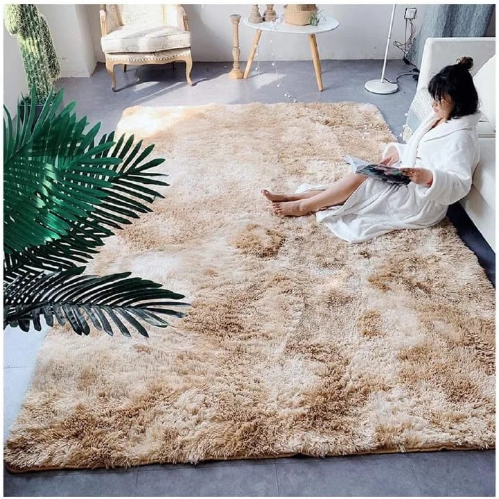5x8 Luxurious Soft Fluffy Area Rug – Warm & Cozy Shaggy Carpet (Brown)