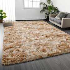 5x8 Luxurious Soft Fluffy Area Rug – Warm & Cozy Shaggy Carpet (Brown)