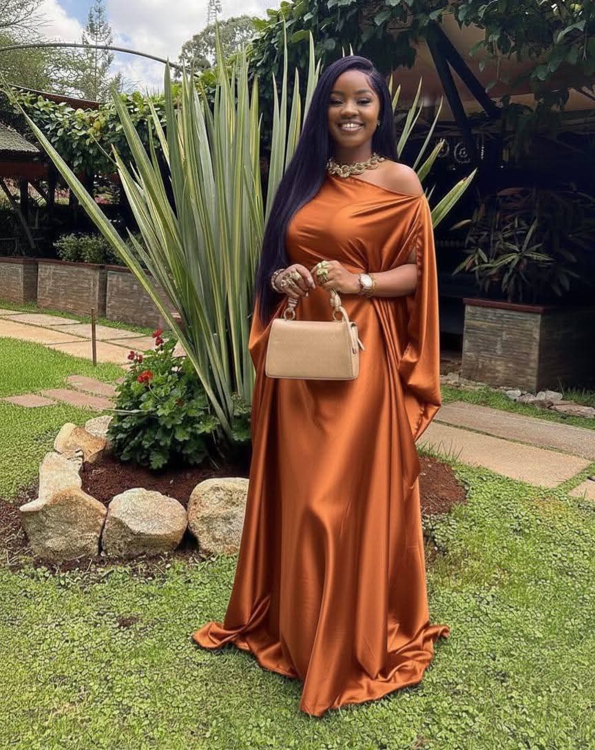 PLAIN OFFSHOULDER KAFTAN DRESS