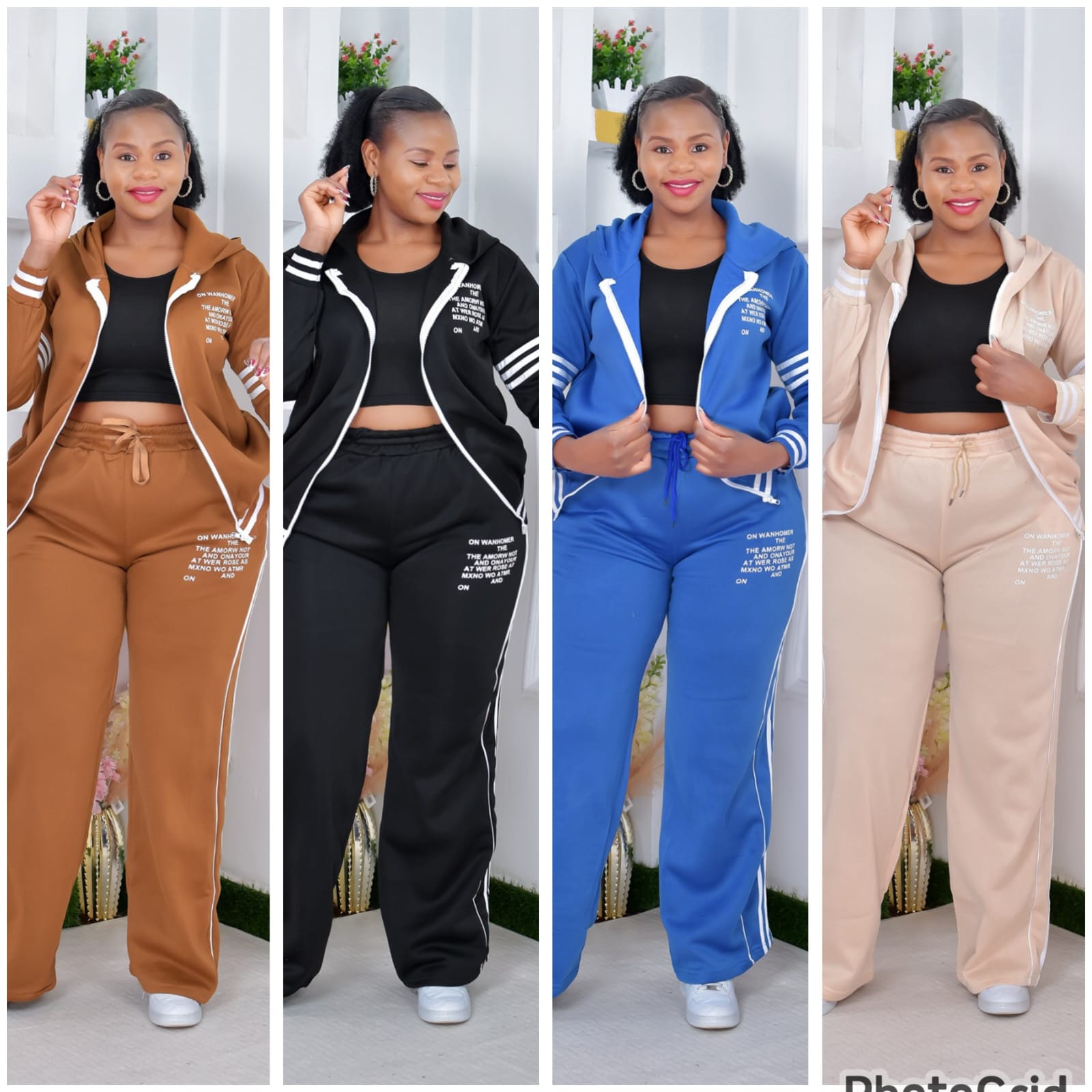LADIES 3PCS SWEATPANT, TOP AND HOOD