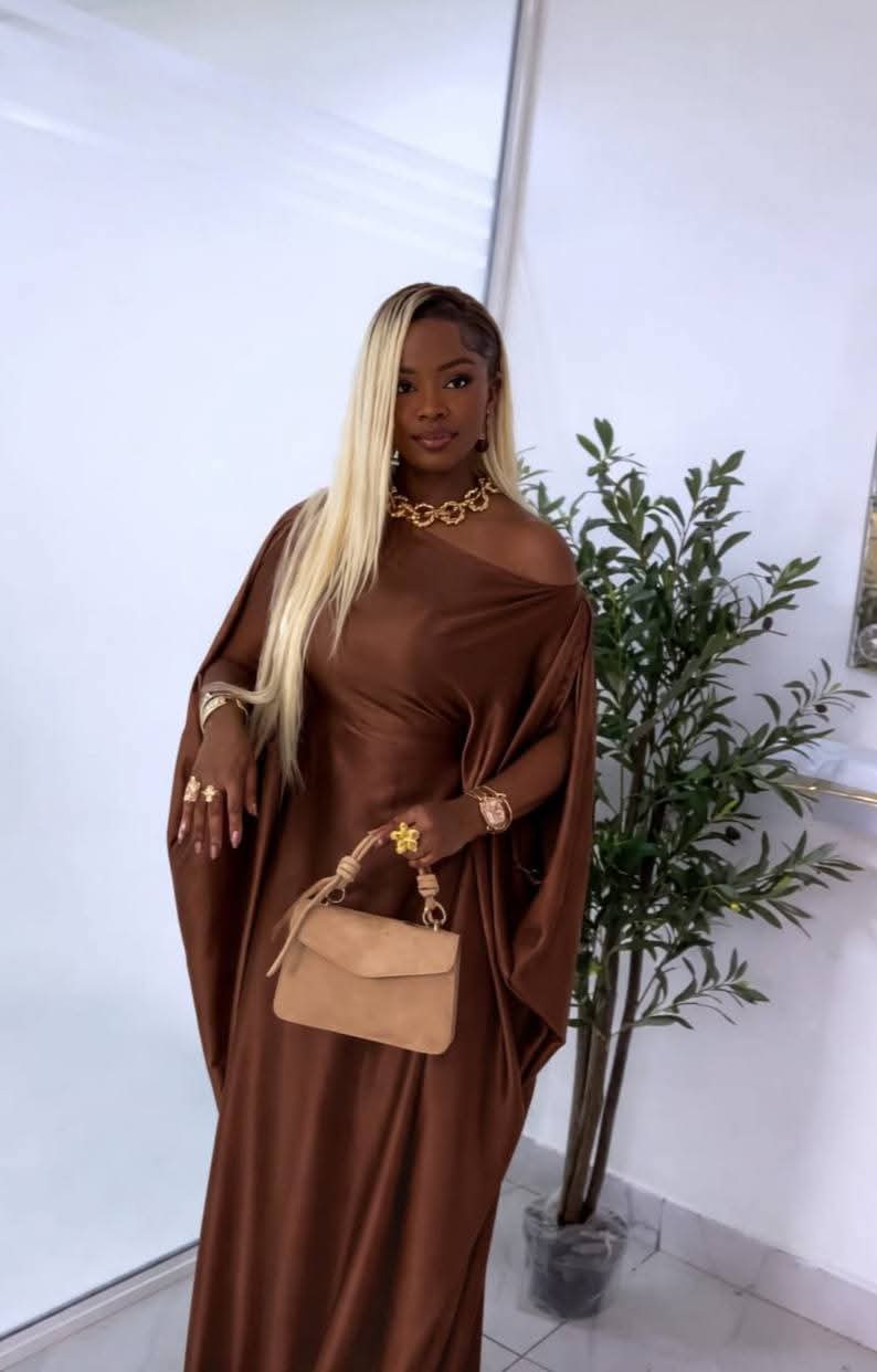 PLAIN OFFSHOULDER KAFTAN DRESS