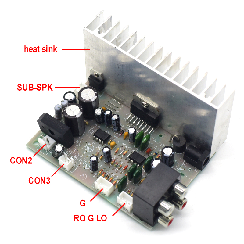Professional Digital Subwoofer Stereo Amplifier Board 2.1 Channel AC/DC 12V 2*38W TDA7379 for Amplifiers with Heatsink Sub Out AC DC Power Input