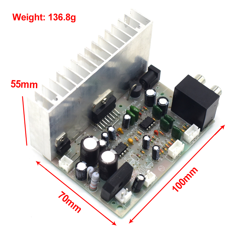 Professional Digital Subwoofer Stereo Amplifier Board 2.1 Channel AC/DC 12V 2*38W TDA7379 for Amplifiers with Heatsink Sub Out AC DC Power Input