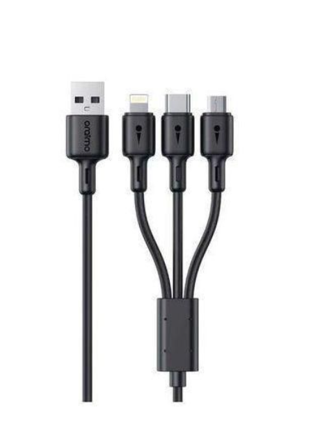 Oraimo 60W 3 In 1 Fast Charging Cable – Type C, Lightning & Micro USB, Fast Charge Data Sync Cable
