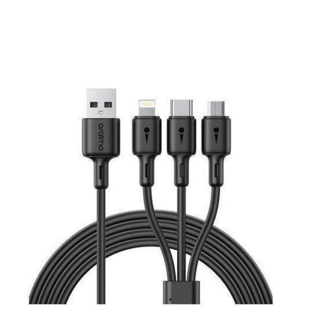 Oraimo 60W 3 In 1 Fast Charging Cable – Type C, Lightning & Micro USB, Fast Charge Data Sync Cable