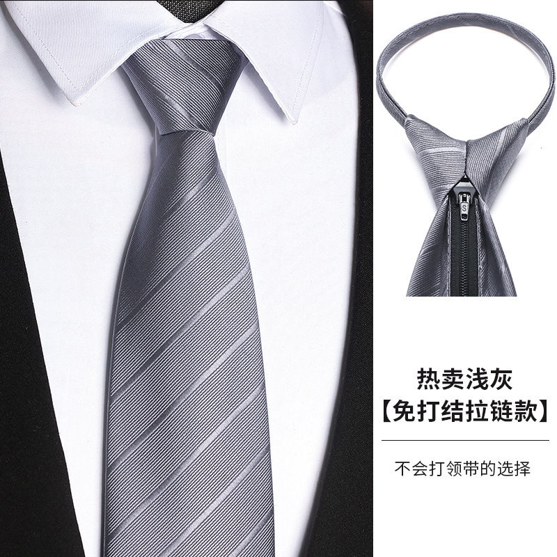 Men's Formal Business Wedding Tie – No-Knot Black Formal Business Zip-Up Tie – Men's Accessories