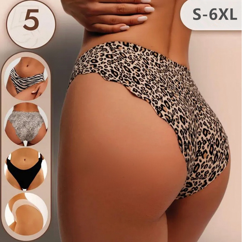 Women's Ice Silk Briefs, Leopard Print, Sexy Zebra Print, Snow Leopard Print Briefs, Women's Underwear