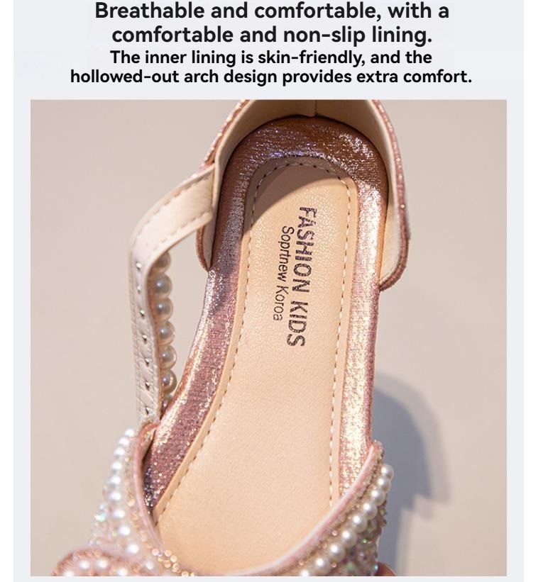 Summer Children's Non-Slip, Durable Sandals; Little Girls' Sandals; Girls' Soft-Soled Silver Performance Shoes; Girls' Princess Shoes