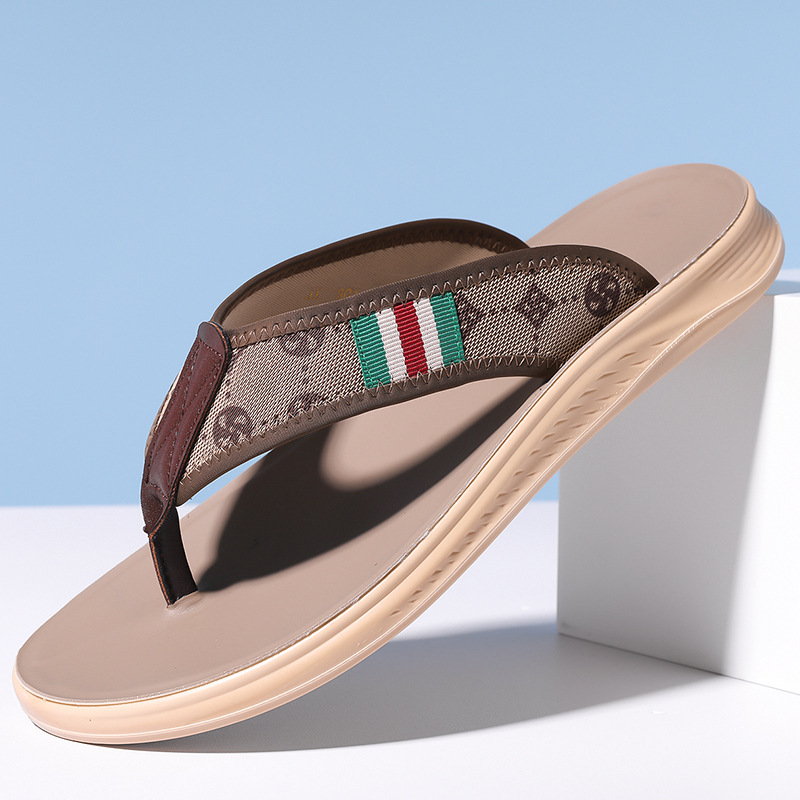 Men's Casual Breathable Comfortable Sandals: Hong Kong-Style Flip-Flops, Versatile Casual Beach Shoes, Non-Slip Men's Footwear