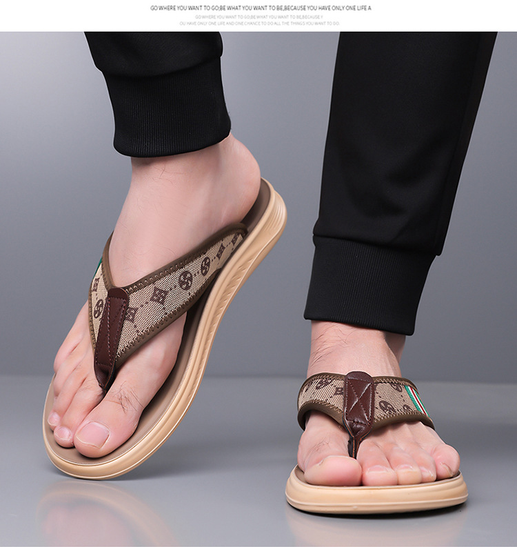 Men's Casual Breathable Comfortable Sandals: Hong Kong-Style Flip-Flops, Versatile Casual Beach Shoes, Non-Slip Men's Footwear