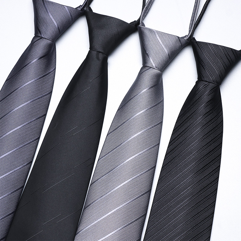 Men's Formal Business Wedding Tie – No-Knot Black Formal Business Zip-Up Tie – Men's Accessories