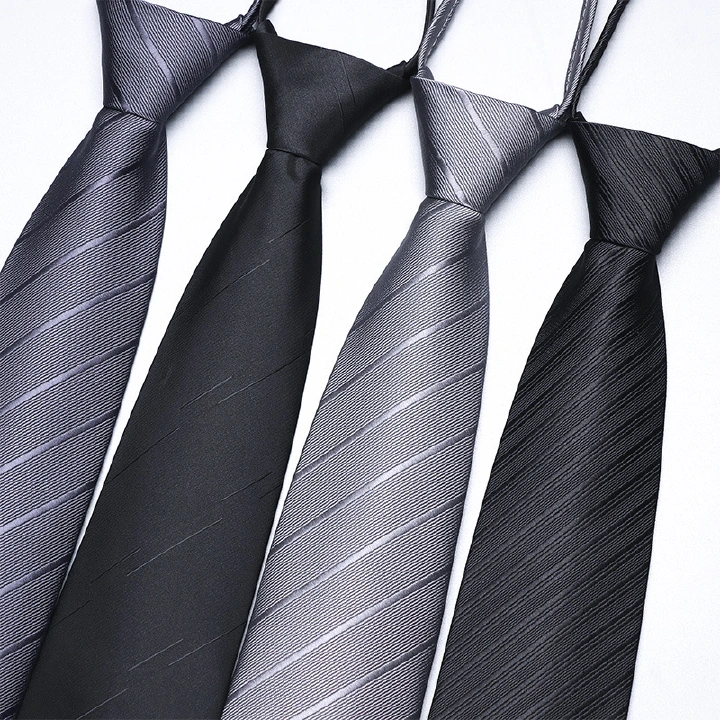 Men's Formal Business Wedding Tie – No-Knot Black Formal Business Zip-Up Tie – Men's Accessories