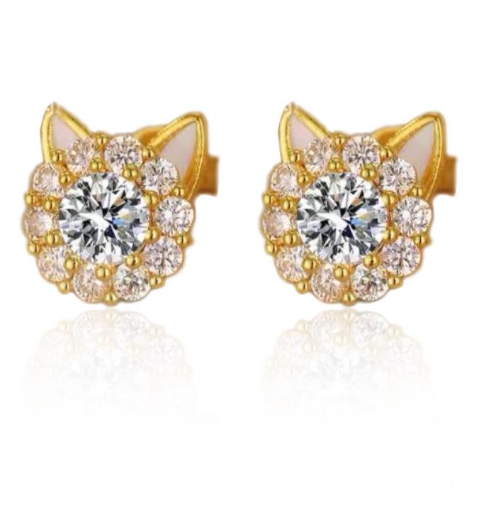 Spinning Maneki-neko Open-Faced Ring, Women’s Necklace, Rotating Kitten, Adjustable Ring and Earrings