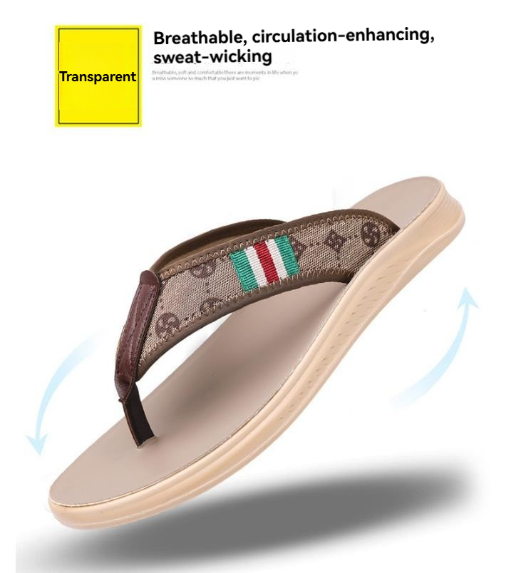 Men's Casual Breathable Comfortable Sandals: Hong Kong-Style Flip-Flops, Versatile Casual Beach Shoes, Non-Slip Men's Footwear