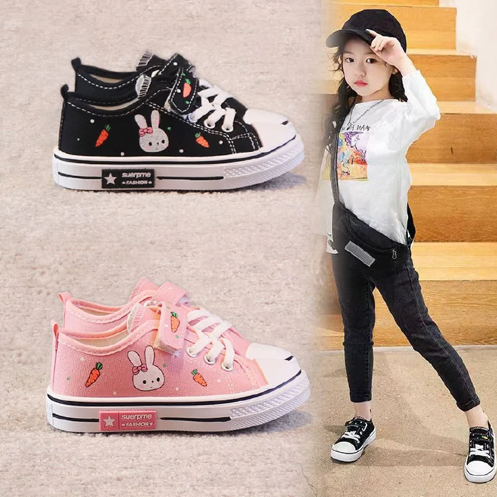 Girls' Non-Slip, Breathable, Soft-Soled Trainers; Canvas Shoes; Girls' Flat Shoes; Children's Shoes