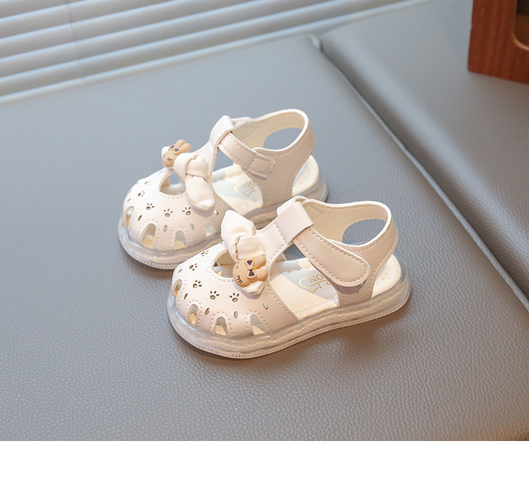 New girls' hollow out anti slip and wear-resistant sandals Korean version bow princess shoes soft sole single shoe