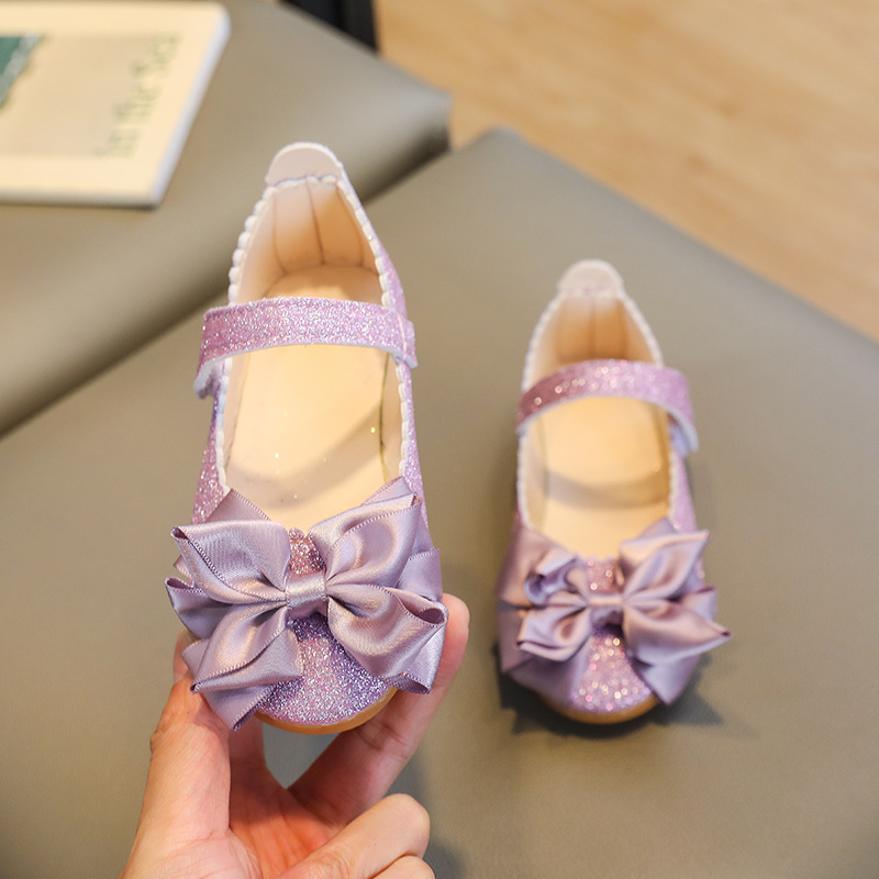 Girls' Bow-Tied Breathable Non-Slip Sandals – Korean-Style Children's Princess Shoes – Girls' Bow-Tied Flat Leather Shoes